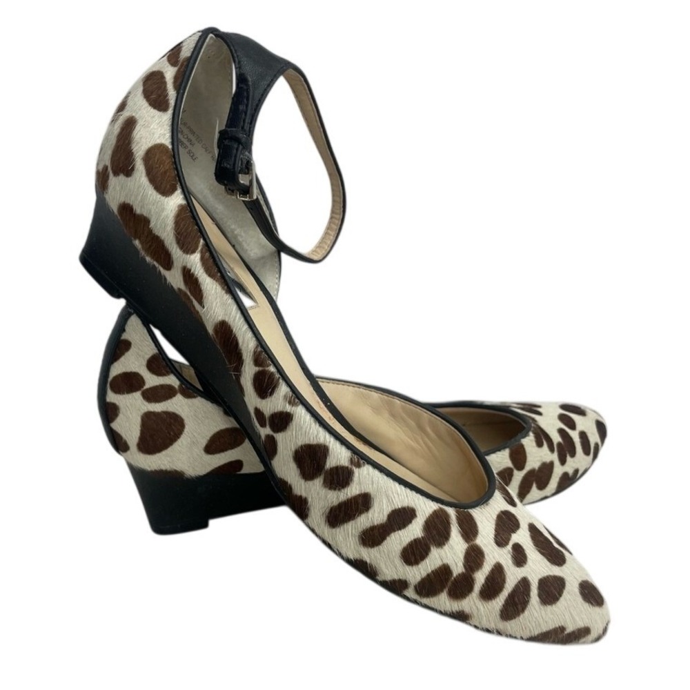 Halogen Womens Animal Print Calf Hair dOrsay Ankle Strap Wedge Heels Size‎ 6.5M